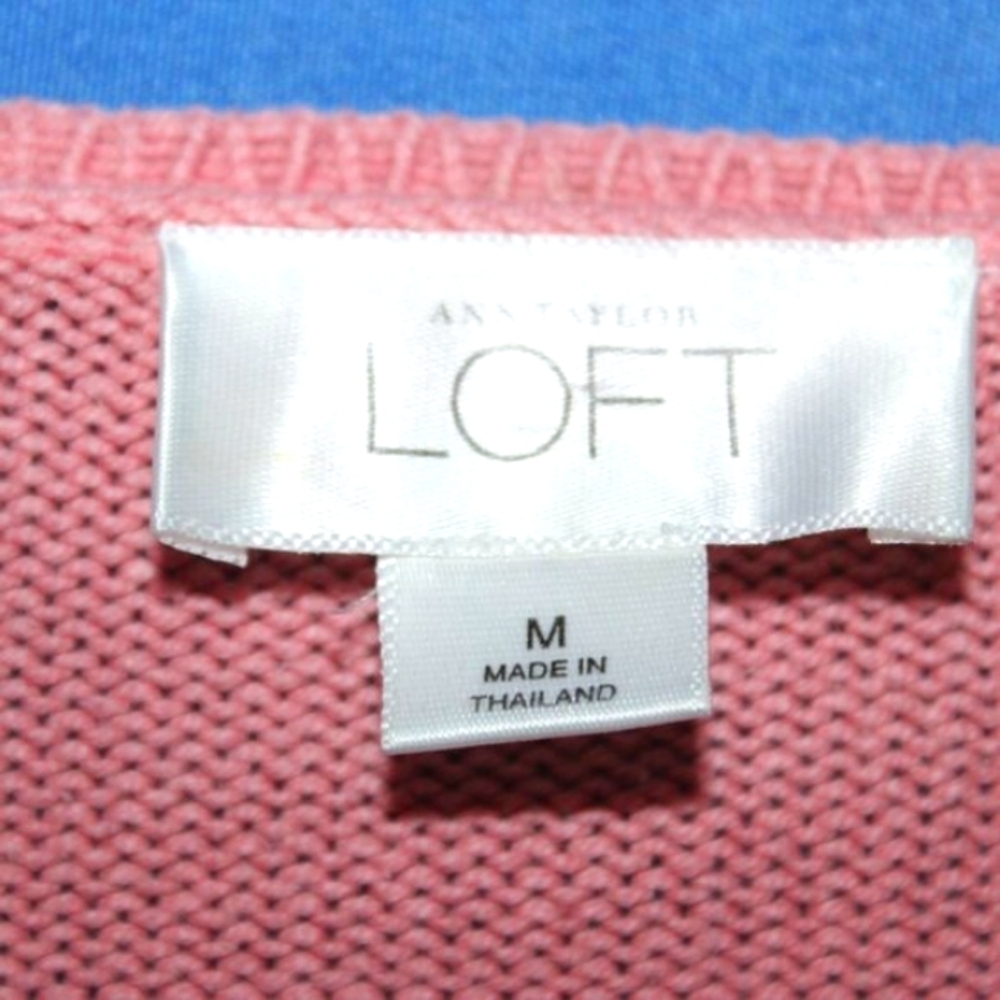 LOFT Pastel Pink Crewneck Raglan Sweater Medium - Picture 4 of 4